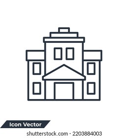 school building icon logo vector illustration. High school symbol template for graphic and web design collection