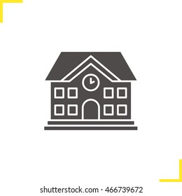 Icono de construcción escolar. Espacio negativo. Símbolo de silueta universitaria. Ilustración aislada del vector