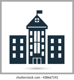 School building icon on the background