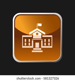 School building icon on a square button