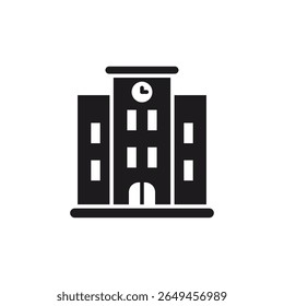 School Building Icon on White Background