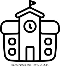 A school building icon with an outline style, suitable for education and literacy themes.