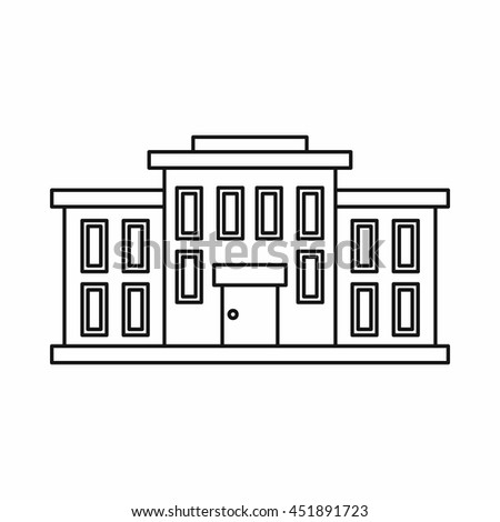 School building icon in outline style isolated vector illustration