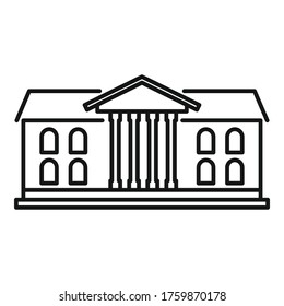 Icono de construcción escolar. Icono de vector de construcción de escuela de esquema para diseño web aislado en fondo blanco
