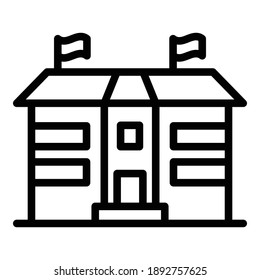 Icono de construcción escolar. Icono de vector de construcción de escuela de esquema para diseño web aislado en fondo blanco