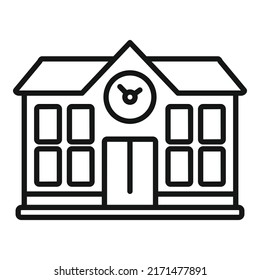 Vector de contorno de icono de construcción escolar. Educación de grado. Capacitación exitosa