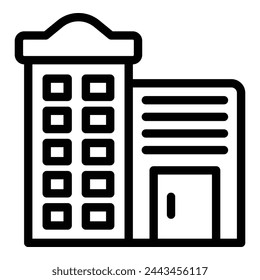 Vector de esquema de icono de edificio escolar. Educación digital. Formación profesional