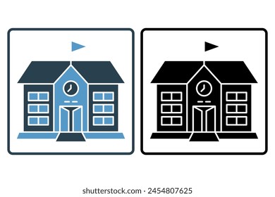 school building icon. icon related to education and online education. suitable for web site, app, user interfaces, printable etc. solid icon style. simple vector design editable