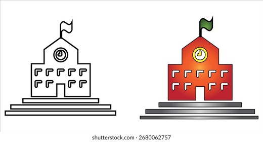 Conjunto de ícones do School Building. Conjunto de ícones do Illustrator Vetor