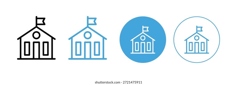 Conjunto de iconos de edificios escolares. institución, universidad, universidad, academia, campus. Ilustración vectorial