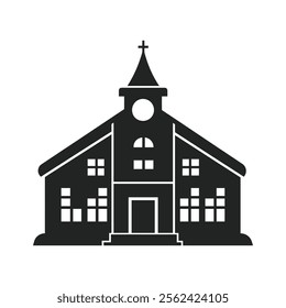 School building icon silhouette vector