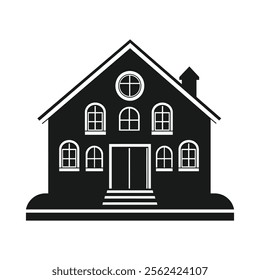 School building icon silhouette vector