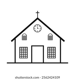 School building icon silhouette vector