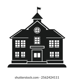 School building icon silhouette vector