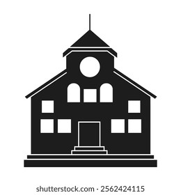 School building icon silhouette vector