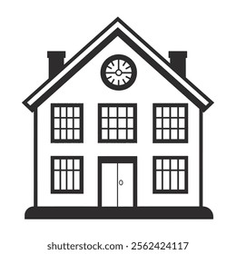 School building icon silhouette vector