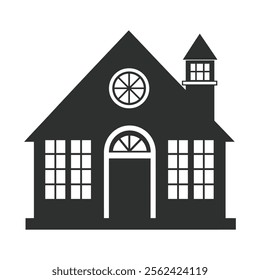 School building icon silhouette vector