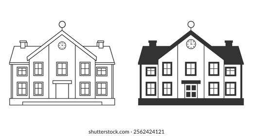 School building icon silhouette vector