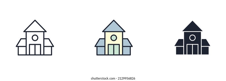 plantilla de símbolo de icono de construcción escolar para colección de diseño gráfico y web ilustración vectorial