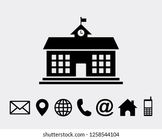 school building icon symbol vector