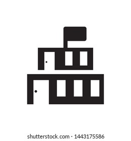 School building icon , template logo vector illustration emblem isolated, outline solid glyph black background white