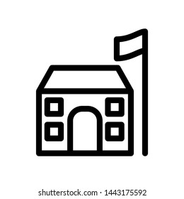 School building icon , template logo vector illustration emblem isolated, outline solid glyph black background white