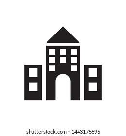 School building icon , template logo vector illustration emblem isolated, outline solid glyph black background white