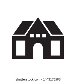 School building icon , template logo vector illustration emblem isolated, outline solid glyph black background white