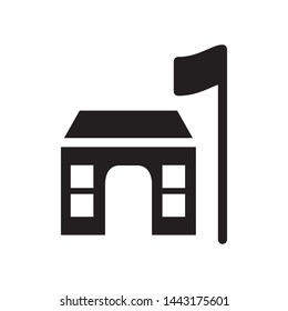School building icon , template logo vector illustration emblem isolated, outline solid glyph black background white