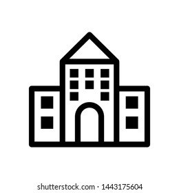 School building icon , template logo vector illustration emblem isolated, outline solid glyph black background white