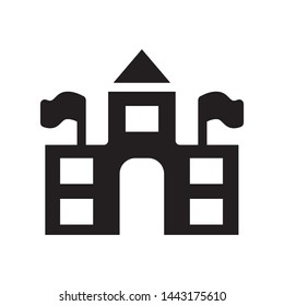 School building icon , template logo vector illustration emblem isolated, outline solid glyph black background white
