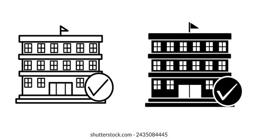 Plantilla de diseño de vector de icono de edificio escolar