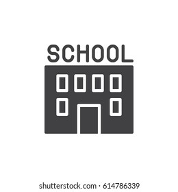 School building icon vector, filled flat sign, solid pictogram isolated on white. Symbol, logo illustration. Pixel perfect