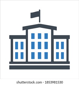 School building icon. Vector & glyph