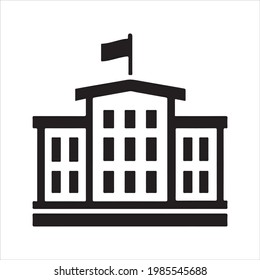 School building icon. Vector and glyph