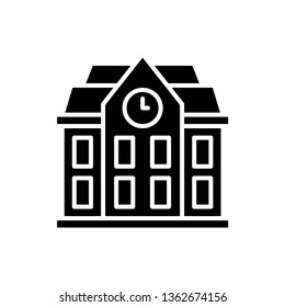 School Building Icon Vector Illustration in Glyph Style for Any Purpose