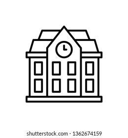 School Building Icon Vector Illustration in Line Style for Any Purpose