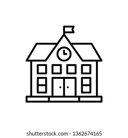 School Building Icon Vector Illustration In Line Style For Any Purpose
