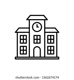 School Building Icon Vector Illustration in Line Style for Any Purpose