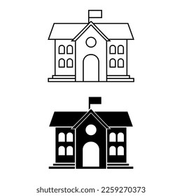Schulgebäude-Ikone. Vektorgrafik.