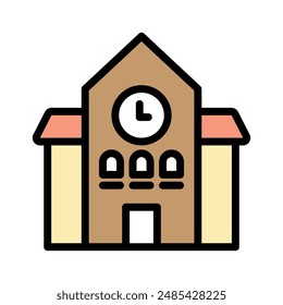 School building icon, vector illustration, filled style, best used for web