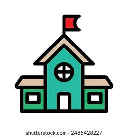 Icono del edificio escolar, Ilustración vectorial, estilo lleno, mejor utilizado para el Web