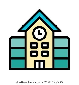 Icono del edificio escolar, Ilustración vectorial, estilo lleno, mejor utilizado para el Web