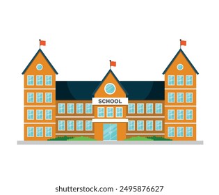 School building icon. Vector illustration of a colored school building.