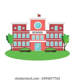 School building icon. Vector illustration on white background.