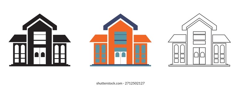 Ícone do prédio da escola.  Ilustração vetorial . isolada sobre fundo branco. EPS10