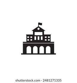 school building icon vector ilustration logo design