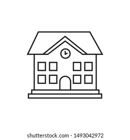 School Building Icon. Vector Line Icon. Outline Illustration EPS 10