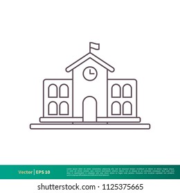 School Building Icon Vector Logo Template Illustration Design. Vector EPS 10.