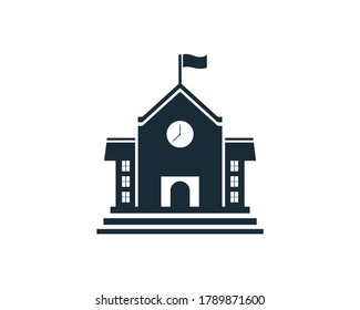 School Building Icon Vector Logo Template Illustration Design